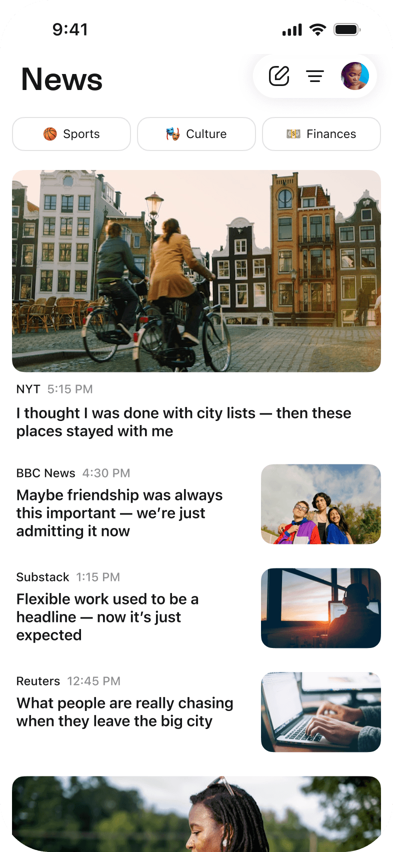 Extra’s mobile email app, showing its News inbox.